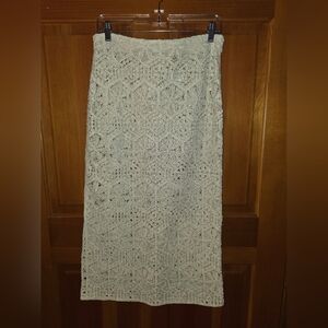 H&M Midi Cream Crochet Skirt Swim Cover-Up Size Medium